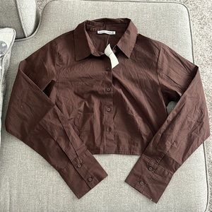 Abercrombie cropped button down shirt